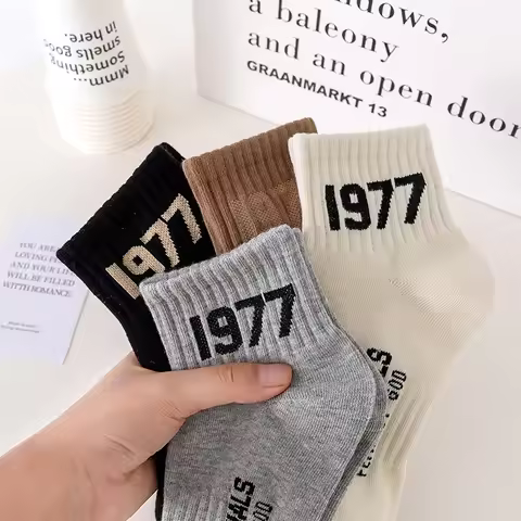 Spring Short Tube Alphanumeric 1977 Socks Simple Fashion Boys' Sports Casual Socks