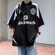 【From Perak】ProMan men Street wear polo shirt black white Printed European and American vintage base