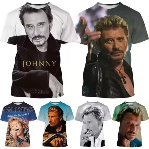 Singer Johnny Hallyday Rock 3d Printing T-shirt Oversize Fashion Graphic Streetwear Fashion T Shirts