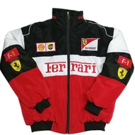 เก็บเงินปลายทาง⚡ F1 เสื้อแจ็กเก็ตแขนยาว ผ้าฝ้าย ปักลาย Ferrari Team สไตล์เรโทร แฟชั่นฤดูใบไม้ร่วง ฤดูหนาว สําหรับแข่งรถจักรยานยนต์