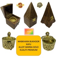 Pyramid Wooden / Kayu Mabkhara incense burner with Bakhoor / incense / gaharu drawer / Mabkhara Bakh