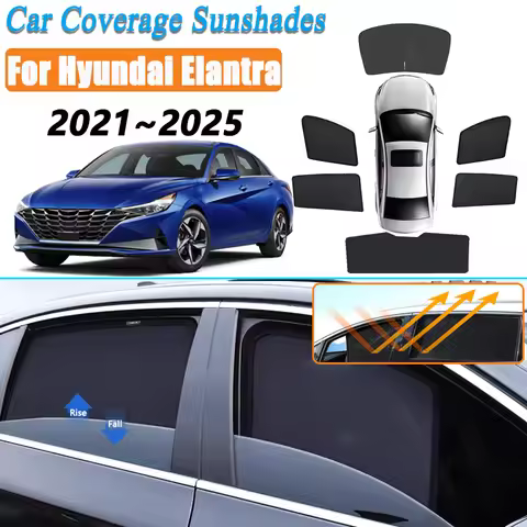 Car Mesh Sun Shade For Hyundai Elantra Avante CN7 2021~2024 2025 Magnetic Sunshade Windshield Side W