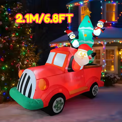 6.8FT Christmas Decorations Inflatable Santa Claus Car Penguin Christmas Tree Toys Home Yard Ornamen