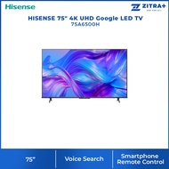 HISENSE 75" 4K UHD Google LED TV 75A6500H | Google TV | Dolby Digital | Voice Search | Smartphone Remote Control | Television with 3 Years Warranty