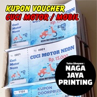 BUS MOTORCYCLE WASH COUPON PRINTING / MOTORCYCLE WASH VOUCHER