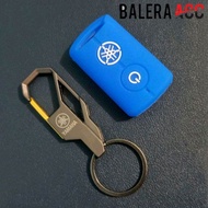 Paket Gantungan kunci motor logo Yamaha Dan cover silikon remote  Fazzio Filano Nmax Aerox Xmax Lexi