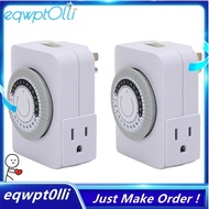 eQQUS Plug, 2Pcs 24-Hour Outlet Timer with 2 Grounded Outlets Programmable Timer Timer Outlet Timer 