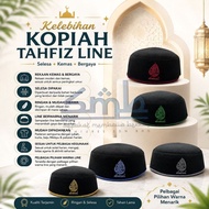 Kopiah Tahfiz Line Lelaki Dewasa | Kopiah Hitam Sulam Eksklusif | Line Berwarna | Kopiah Solat Menga
