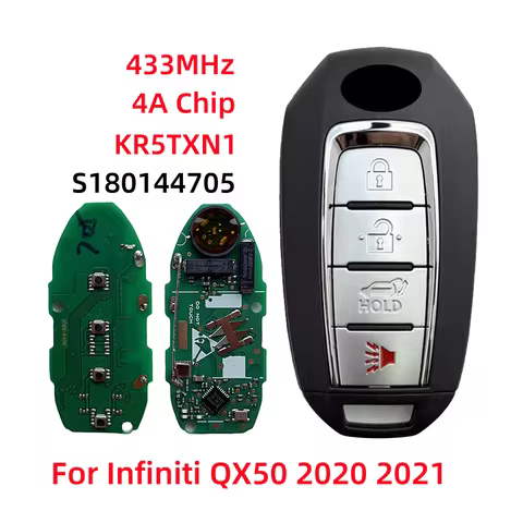 S180144705 4 Button Smart Car Remote Key For Infiniti QX50 2020-2021 433MHz 4A Chip FCC ID KR5TXN1 N