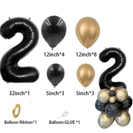 Gold Black Series Balloons Tower Black Foil Number Balloon for Happy Birthday Party Decor Mens 30 40