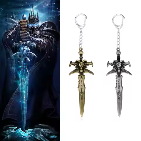 WOW Game World of WarCrafts Keychain The Lich King Frostmourne Sword Weapon Dagger Metal Figures Key