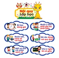 Nội quy lớp học mầm non chất liệu decal dán tường kích thước 40x120cm