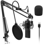 Fifine USB PC Condenser Microphone with Adjustable desktop mic arm shock mount for Studio Recording Vocals Voice YouTube