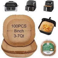 Air Fryer Disposable Paper Liner, 100Pcs Disposable Air Fryer Parchment Paper Pads Air Fryer Liner f
