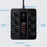 Socket, 3000W 6 AC USB charging station, extension cable PD 20W H852M