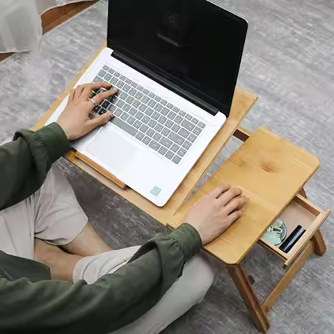 Adjustable Angles Bed Laptop Table With Cooling Fan Laptop Bed Desk Bamboo Desk With Cooling Fan Fol