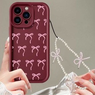 Pink Bowknot Beaded Bracelet Back Cover Casing For VIVO Y17 Y15 Y12 Y12i Y3S 1901 1902 1904 Y7S S1 S