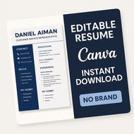 Resume Canva Editable | Professional Template | Instant Download