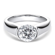 Moissanite Ring 2CT Real Platinum Plated 925 Silver with Certificate Engagement Wedding Promise Ring
