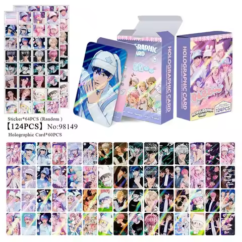 124 pcs laser card PLAVE anime men's team flash card animation sticker LOMO small card around stars