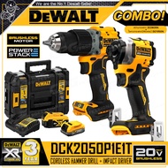 DEWALT ชุด COMBO สว่านกระแทกไร้สาย DCD805 และ สว่านไขควงไร้สาย DCF850 (BL Motor-ไร้แปรงถ่าน) 20V Max. (18V) รุ่น DCK2050P1E1T ++มาแทน DCK266M2T++