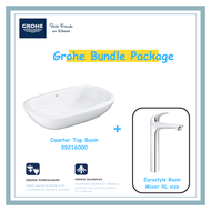 Grohe 500mm Eurostyle Counter Top Basin + Grohe Eurostyle Sink Mixer Tap XL Bundle Package