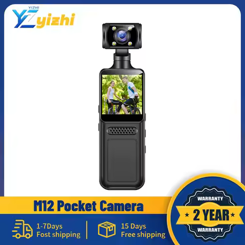 Handheld Pocket Camera 180 ° Rotating Mini Portable Camera M12 4K HD Wearable Night Vision Qutdoor s