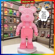 [Free Lamp Hammer] Lego Bearbrick Bear Pink Bib Giant size, Bearbrick Bear Assembly Model Pink Bib size 55cm