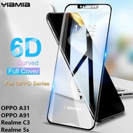 YiaMia 6Dคลุมทั้งหมดกระจกเทมเปอร์ปกป้องหน้าจอสำหรับOPPO A31 หน้าจอฟิล์มกันรอยสำหรับRealme 5s / Realme 5i / Realme 6i / Realme C3