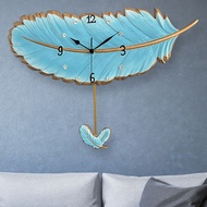 Wall Lamp with Clock | Luxury Feather Art Light for Living Room & Bedroom | 3-in-1 Modern Nordic Bac