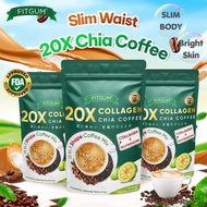 FITGUM 20X Collagen Chia Coffee For Loss Weight Management Whitening Skin Organic