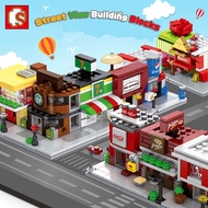 16 Style Sembo Children City Mini Street View Building blocks  House is compatible with LEGO educational toy models