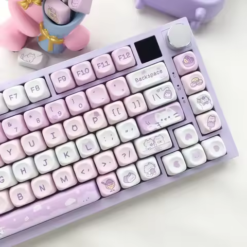 New 95Keys Dessert Cat Theme Keycaps MOA Profile PBT Key Caps Kit for 61/64/68/84/75/87Keys GMK67 Ga