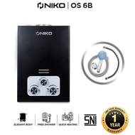 Niko Water Heater Gas / Pemanas Air Panas Kamar Mandi - OS6 - BONUS Kepala Shower dan Selang Shower