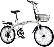 Fashionable Simplicity Folding Bike for Adults 20 Inch Folding Bike with Variable Speed Foldable Men's and Women's Bicycles Suitable for Outdoor Excursions White