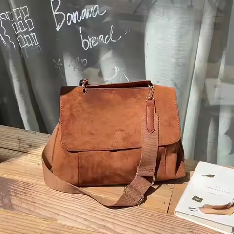 Luxury Women Handbag Frosted Brown Suede Autumn and Winter Bag Women's Large Capacity Crossbody Bag 