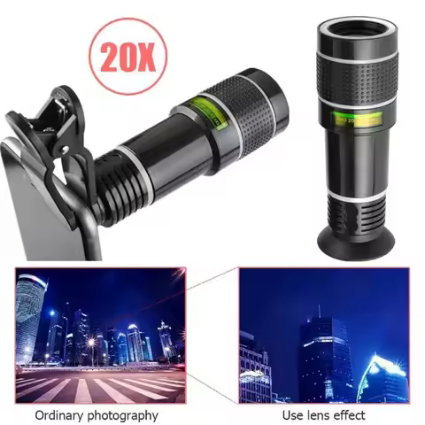 20X Long Focus Mobile Phone Lens 8x 12x HD Zoom Monocular Phone Camera Len External Clip Phone Teles