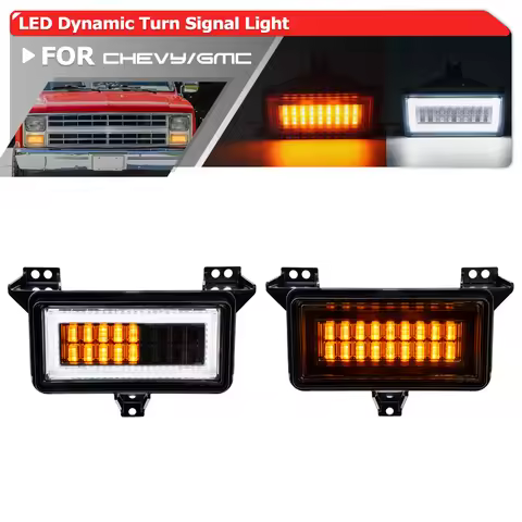 Smoked Switchback LED Signal Blinker Corner Parking Lights For 1983-86 Chevy GMC C/K 10 20 30 K5 Bla