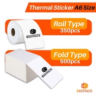 EASYPACK A6 Thermal Sticker Roll Thermal Label Sticker FOLD 100mm*150mm Thermal Airway Bill Courier Bag Shipping Label