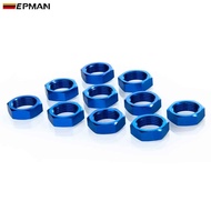 AUTOFAB 10PCS/PACK AN4 AN6 AN8 AN10 Bulkhead Blue Aluminum Finish Nut Seal Locking Fitting -4AN -6AN
