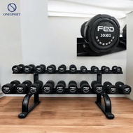 FED Premium Cast Iron Rubber-Coated Dumbbells 2.5kg-12.5kg - OneSport