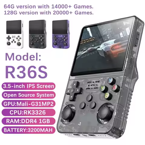 R36S Portable Open Source Video Game Console 64G/128B 3.5 Inch IPS Screen Orange Linux Pocket Player