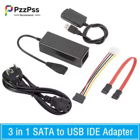 PzzPss 3 in 1 SATA to USB IDE Adapter USB 2.0 IDE SATA 5.25 S-ATA 2.5 3.5 Inch Hard Drive Disk HDD A