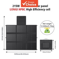 Solar Panel 215W Foldable Portable Charger, LONGI HPBC Solar Charger with PD60W QC3.0 USB/DC Output 
