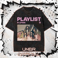 UNBR New versatile American-style washed pure cotton T-shirt with Apink print