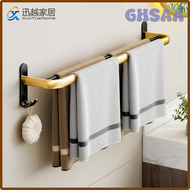 GHSAA Towel Bar Hanger Black Gold Aluminum Shower Rack Holder Fold Wall Organizer Hook Storage Shelf Punch-Free Bathroom Accessories HSWQH