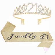 Birthday Tiara Crown Sash Women Girls 13th 16th 18th 21St 30Th 40Th 50Th 60Th 70Th 80Th Birthday Par