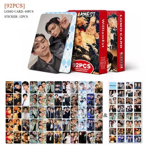 92Pcs/Set Thai Star WilliamEst Laser Lomo Cards - Drama CP William & Est Holographic Photocard with 