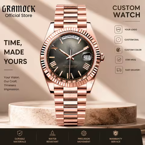 36mm 39mm Vintage Rose Gold Mechanical Men Watch MIYOTA8285 Automatic Week Date Function Gradient Di