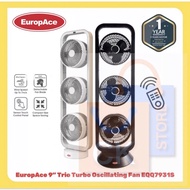EuropAce Trio Turbo Oscillating Fan with Remote Control EQQ7931S | EQQ 7931S (3 Years Motor Warranty)